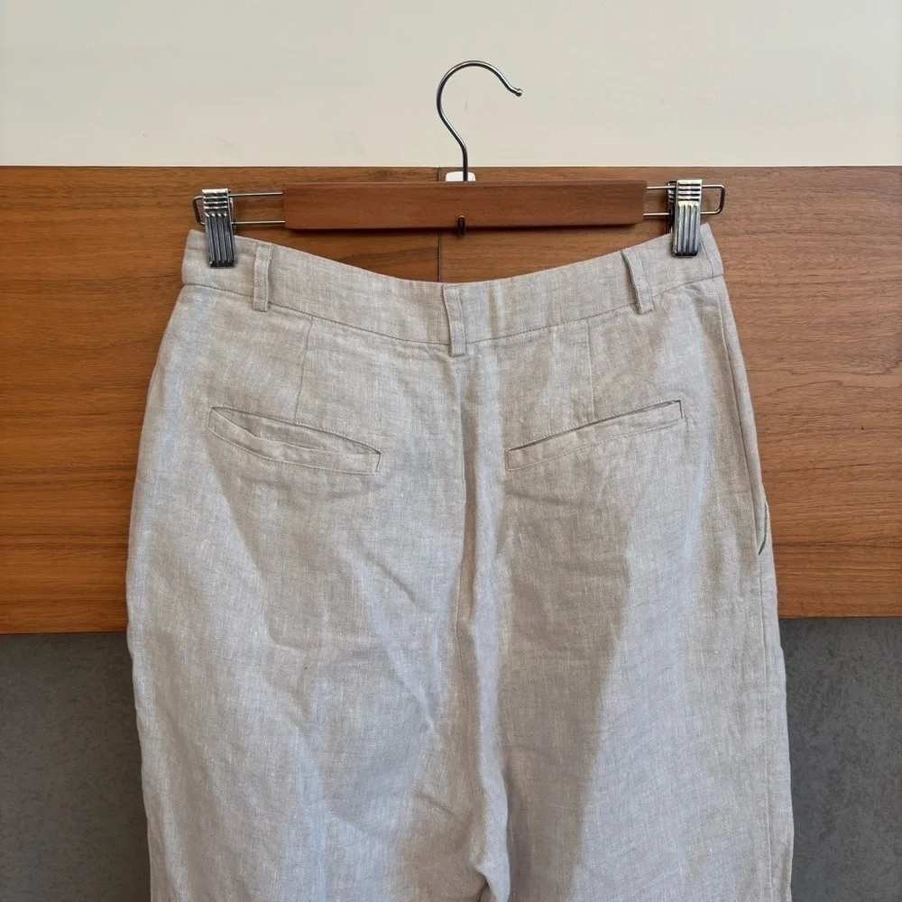 Reformation Alex Linen Mid Rise Pant, Size 6
